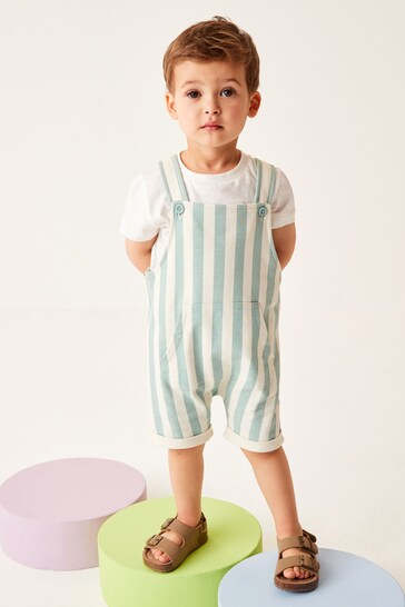 Mineral Blue Stripe Dungaree and Short Sleeve T-Shirt (3mths-7yrs)