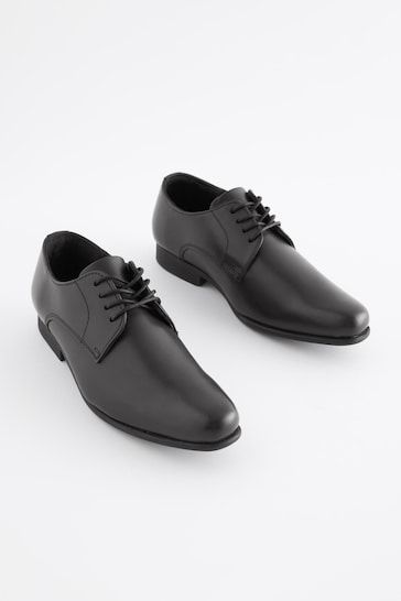 Black Standard Fit (F) School Leather Lace Up Shoes