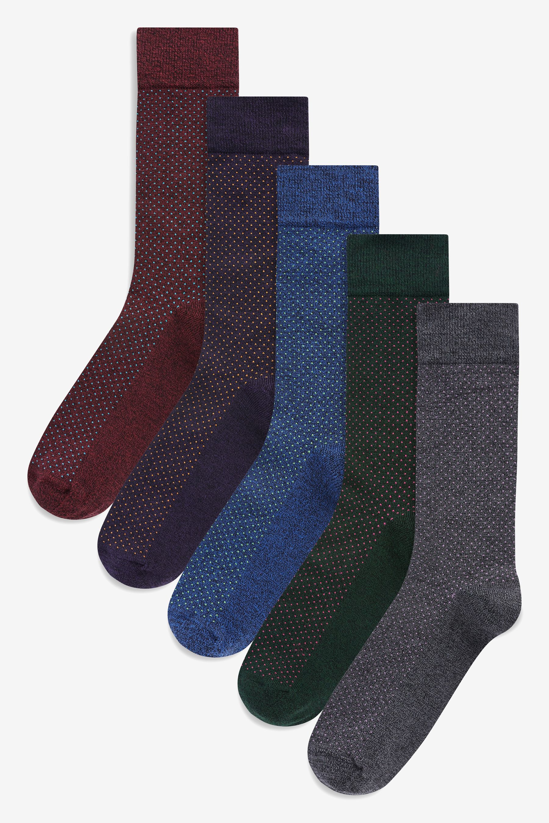 Buy Dark Pindot 5 Pack Pattern Smart Socks from the Next UK online shop