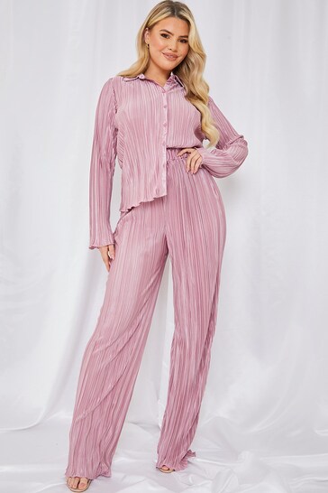 In The Style Pink Perrie Sian Plisse Trousers