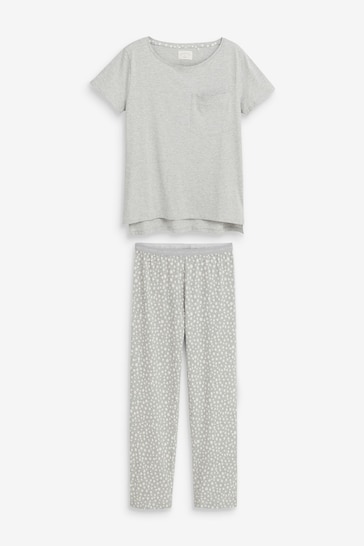 Grey Spot Cotton Short Sleeve Pyjamas