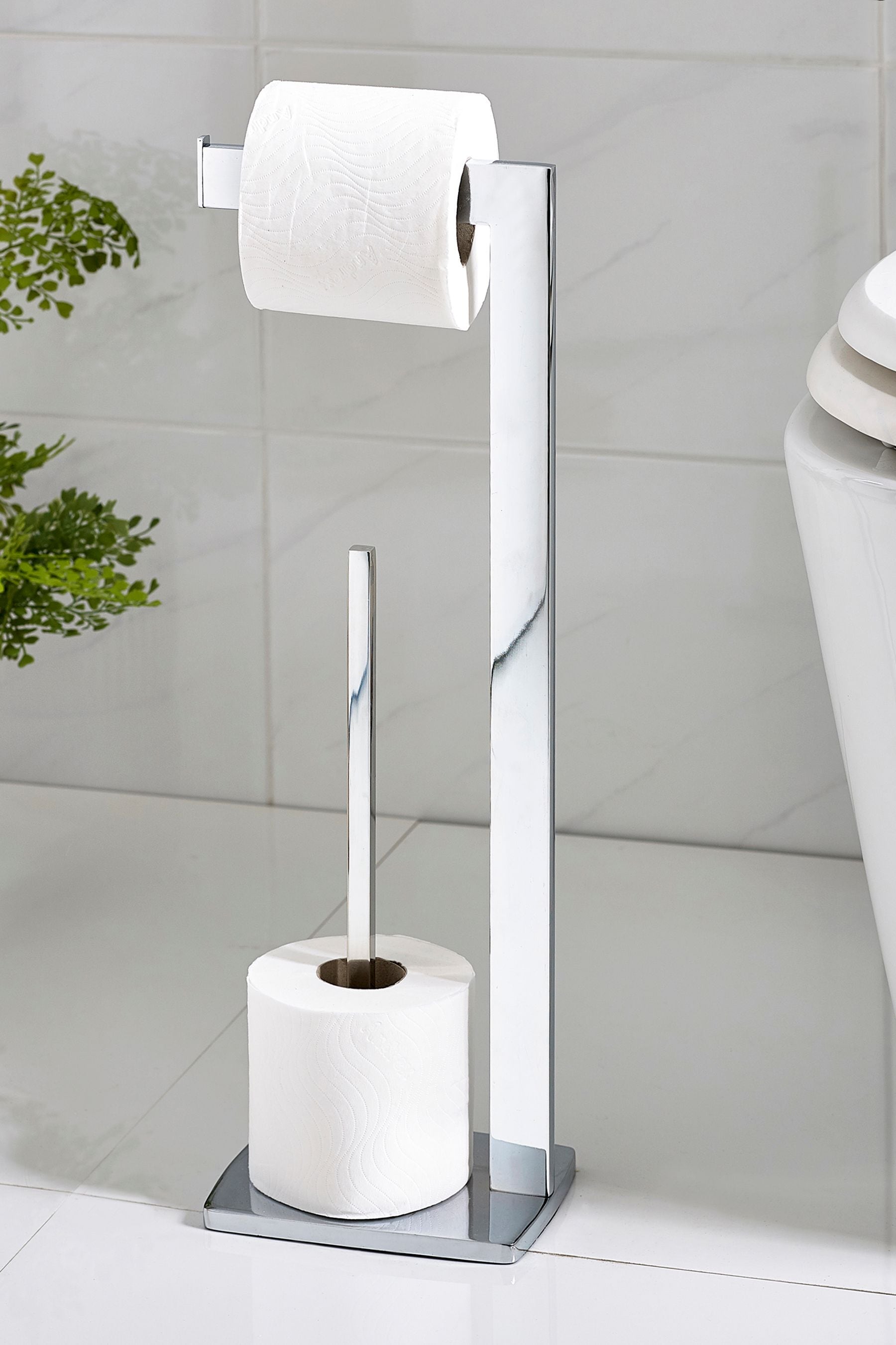 Buy Chrome Moderna Floor Standing Toilet Roll Holder from the Next