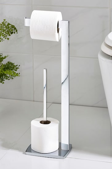 Chrome Moderna Floor Standing Toilet Roll Holder