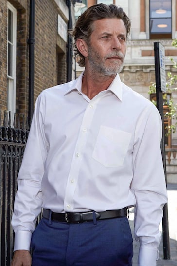 Savile Row Company Classic Fit Non-Iron Single Cuff White Shirt
