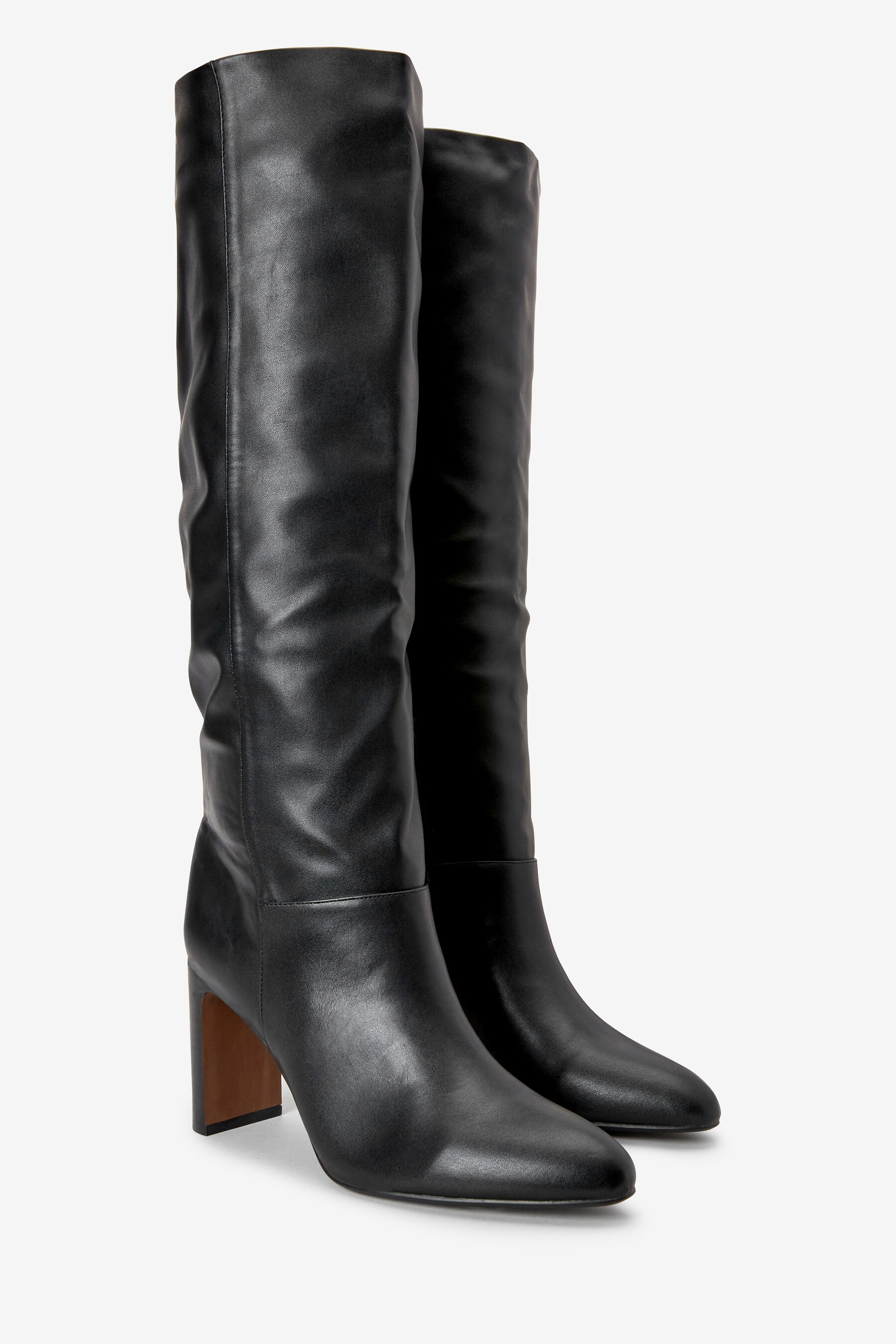 Buy Black Forever Comfort® Feature Heel Knee High Boots from the Next ...