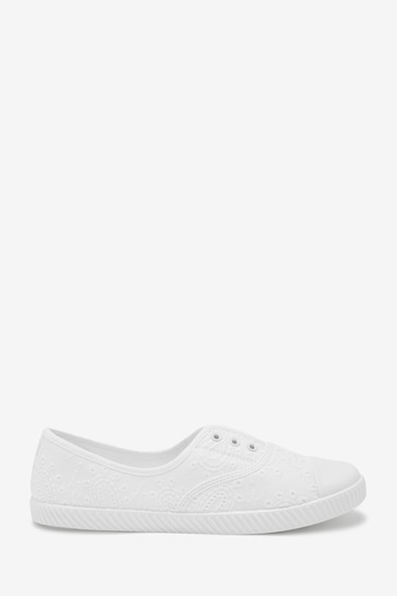 White Slip On Canvas Shoes