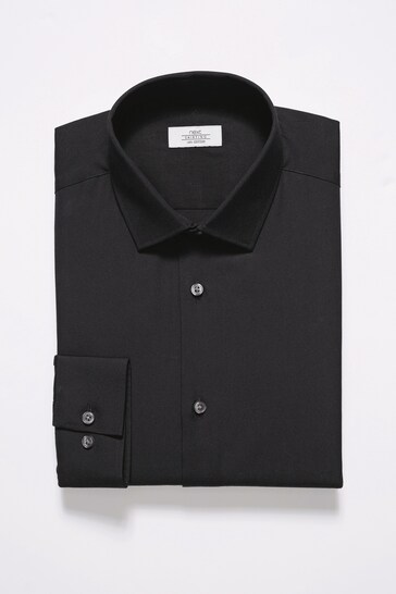 Black Regular Fit Single Cuff Cotton Shirt