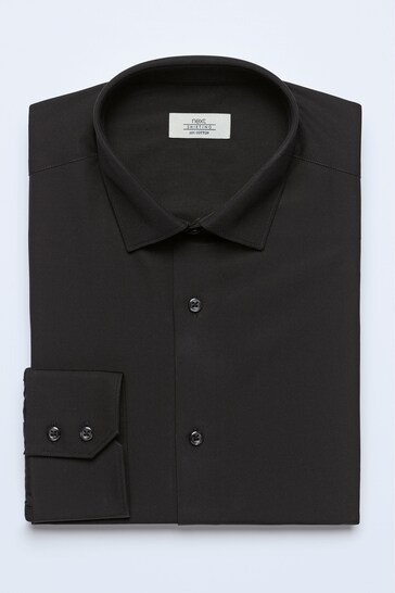Black Slim Fit Cotton Single Cuff Shirt