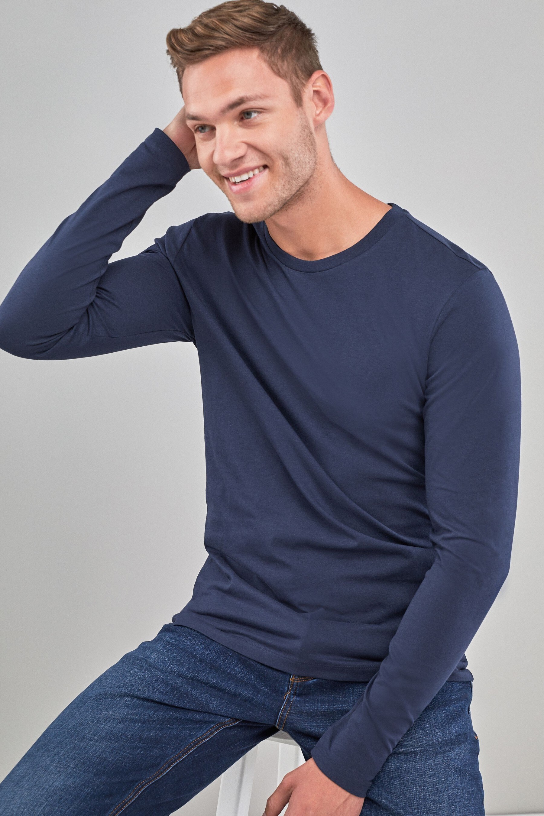 Mens blue long sleeve shop t shirt