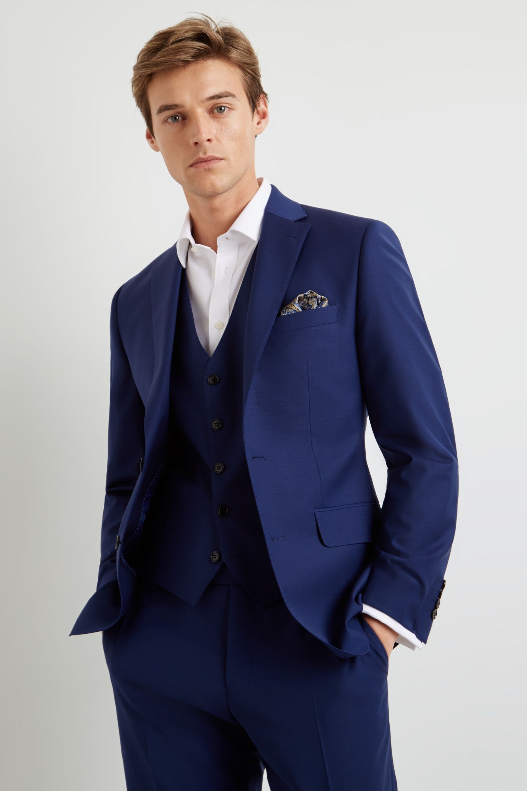 Buy Moss 1851 Performance Tailored Fit Royal Blue Jacket from the Next