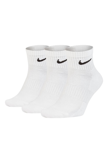 Nike White Everyday Cushioned Ankle Socks 3 Pack