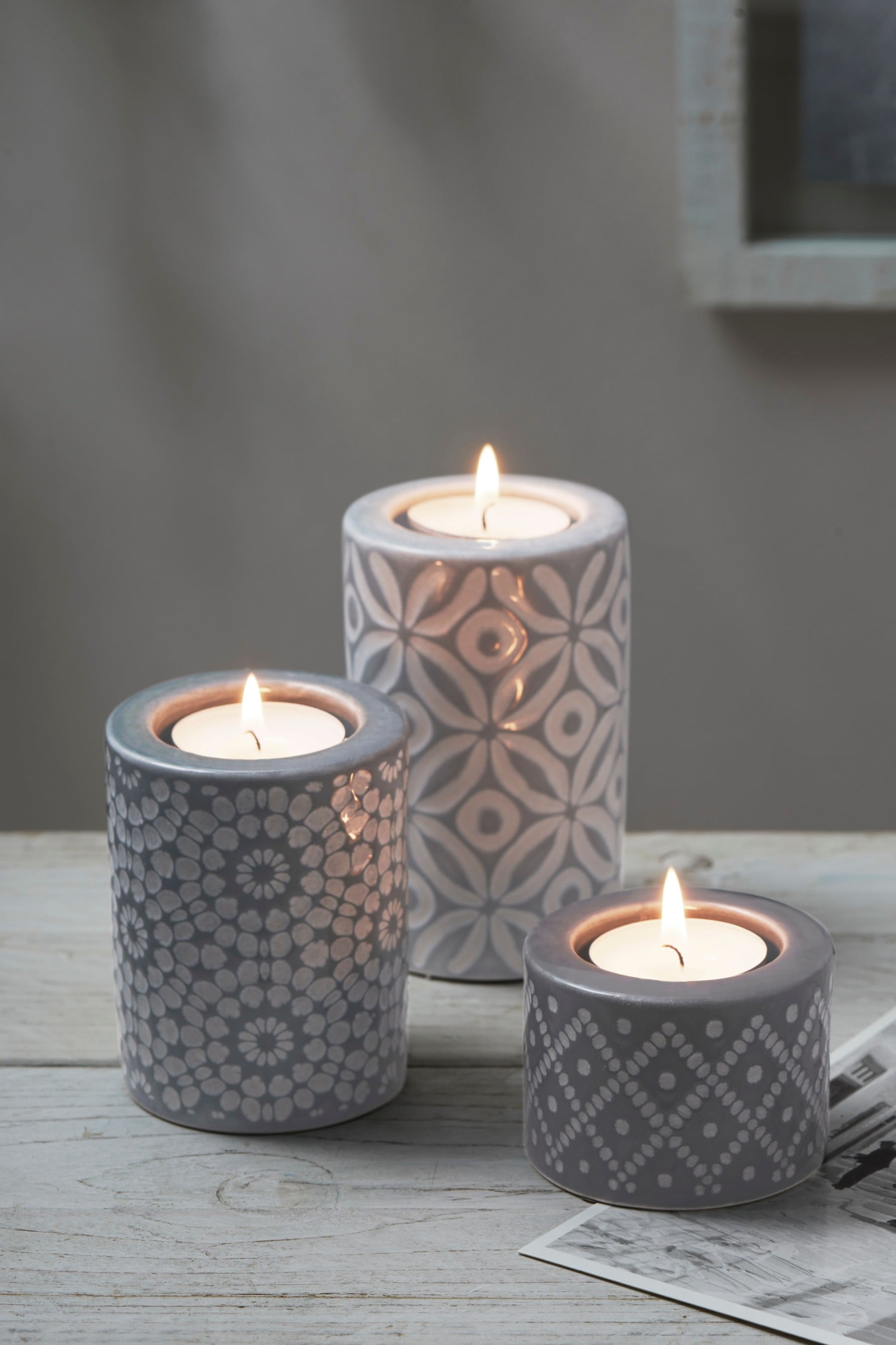 grey tea lights