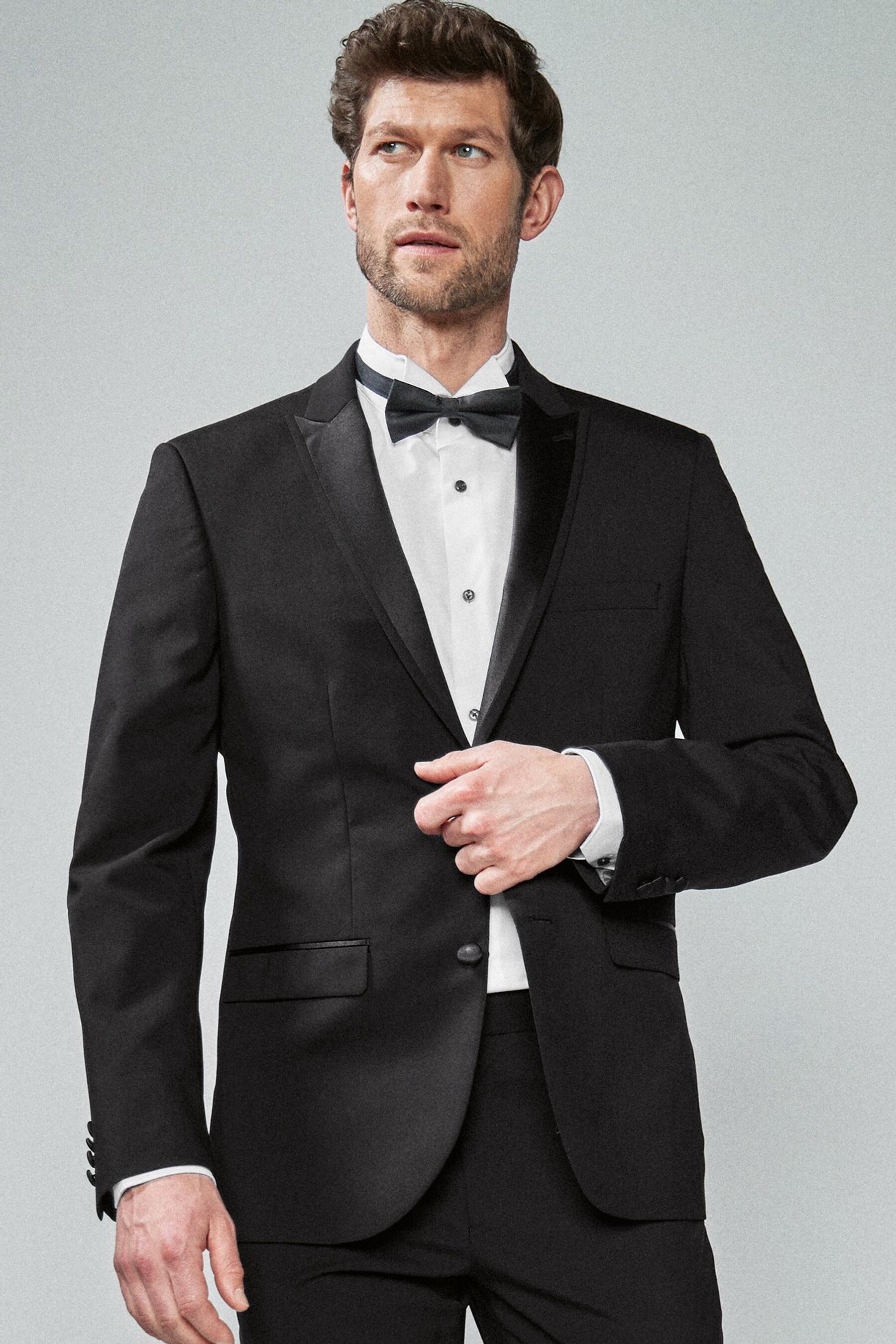 Buy Black Tailored Fit Tuxedo Suit: Jacket from the Next UK online shop