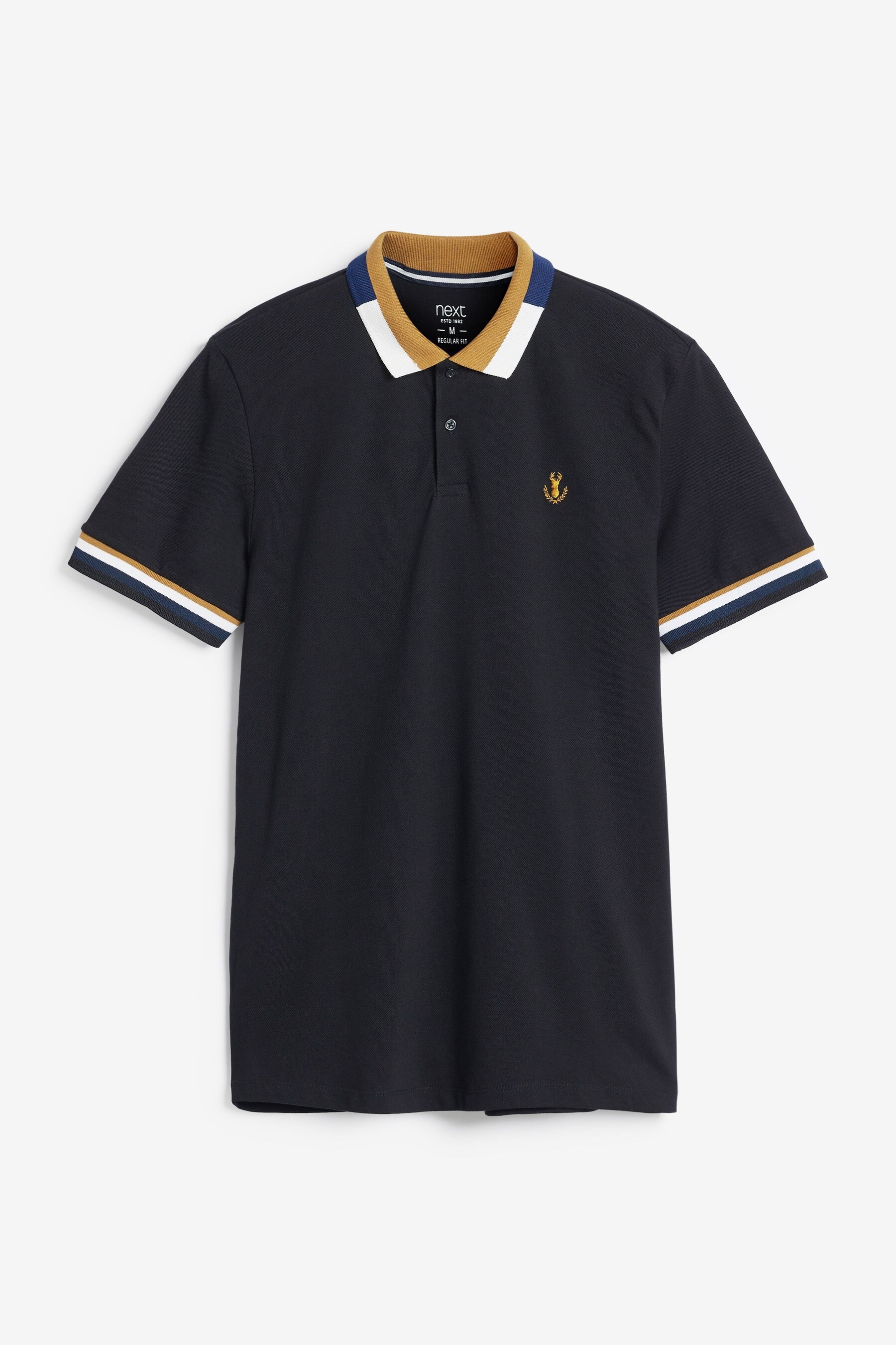 Buy Black Tipped Regular Fit Polo Shirt from the Next UK online shop