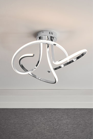 Chrome Sculptural LED Flush Ceiling Light