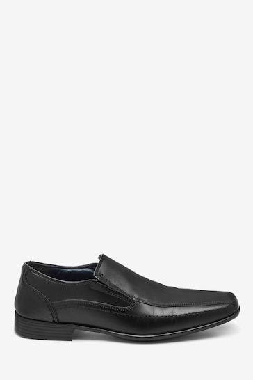 Black Regular Fit Leather Panel Slip-On Shoes