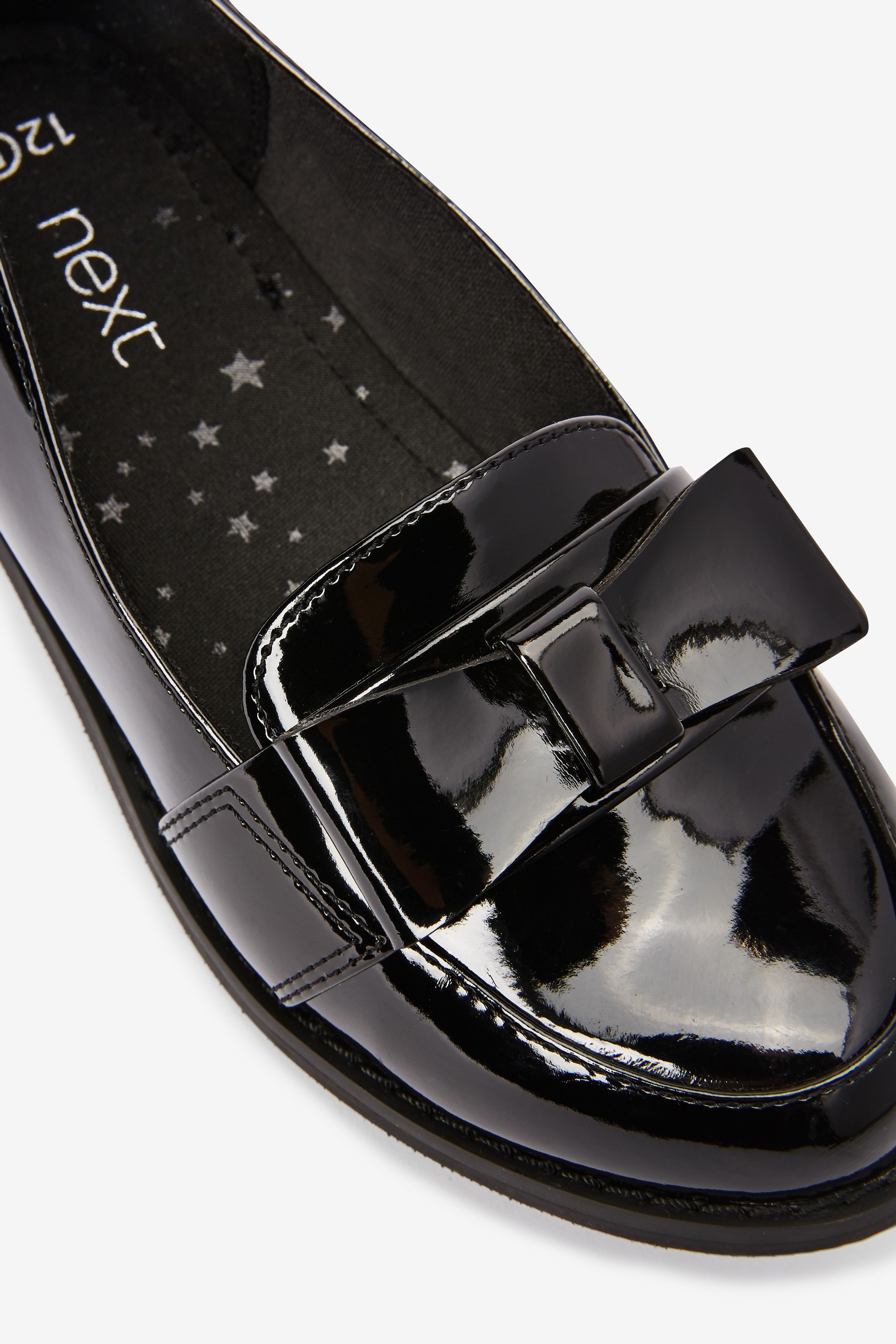 new look black patent loafers