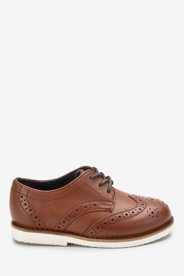 Tan Brown Standard Fit (F) Smart Leather Brogues Shoes