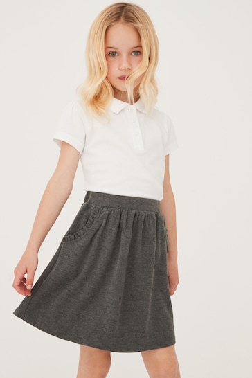 Grey Jersey Stretch Frill Pocket Skater School Skirt (3-16yrs)