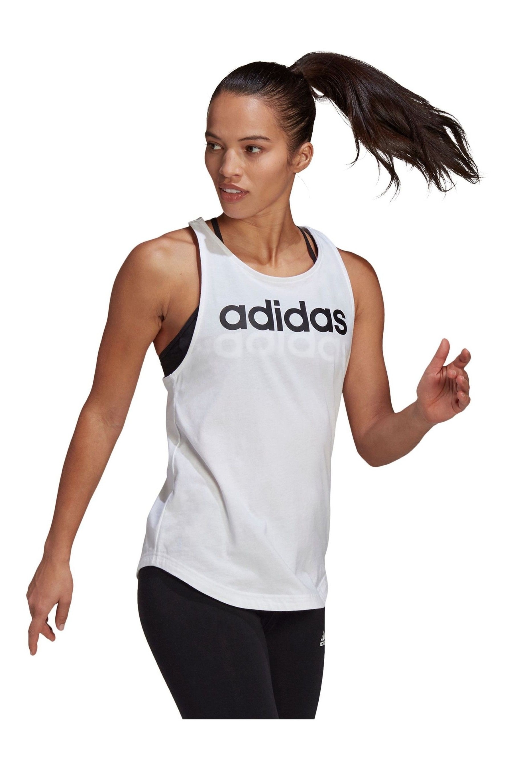 Buy adidas White Sportswear Essentials Loose Logo Tank Top from the ...