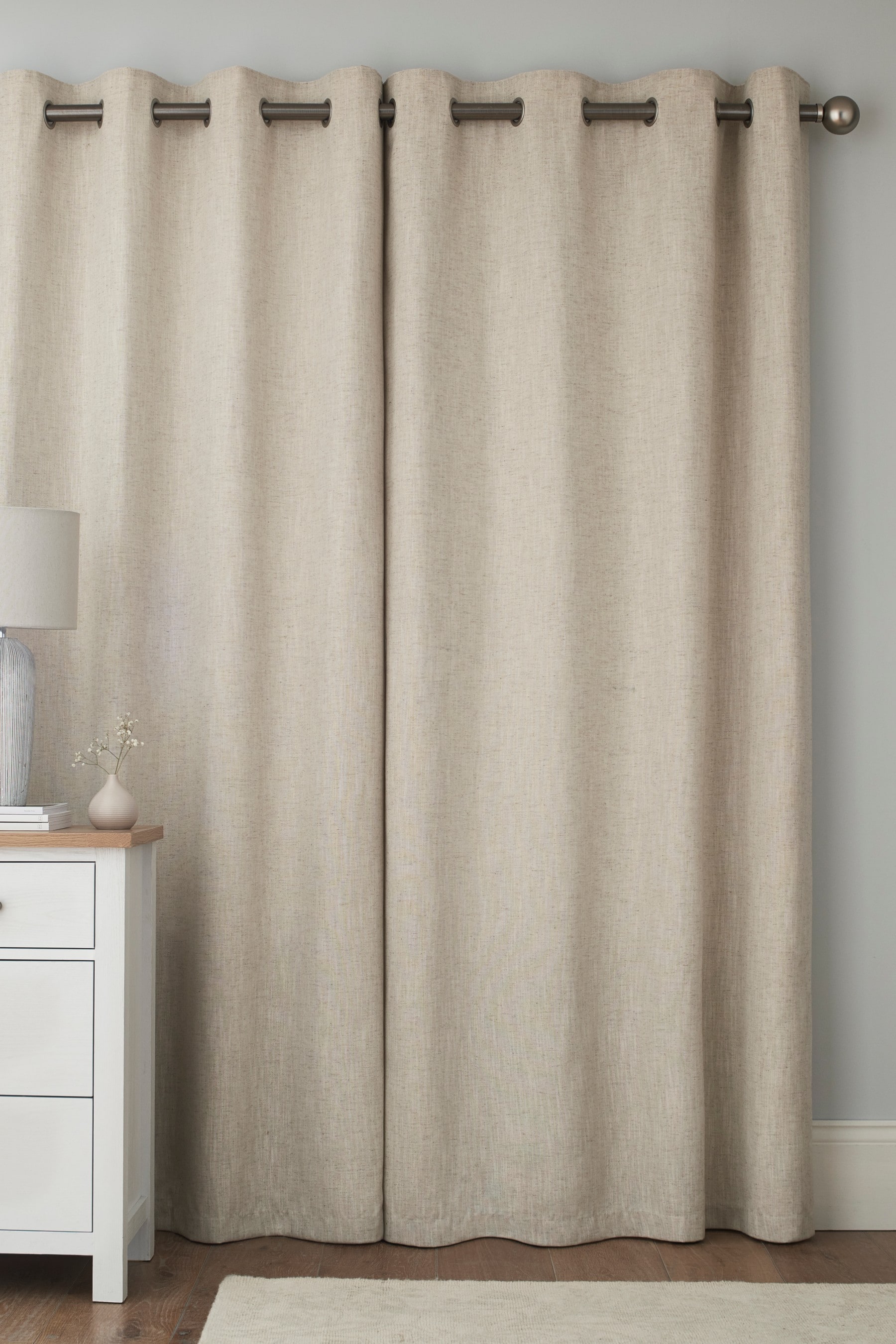 Buy Natural Linen Look Eyelet Lined Curtains from Next Ireland