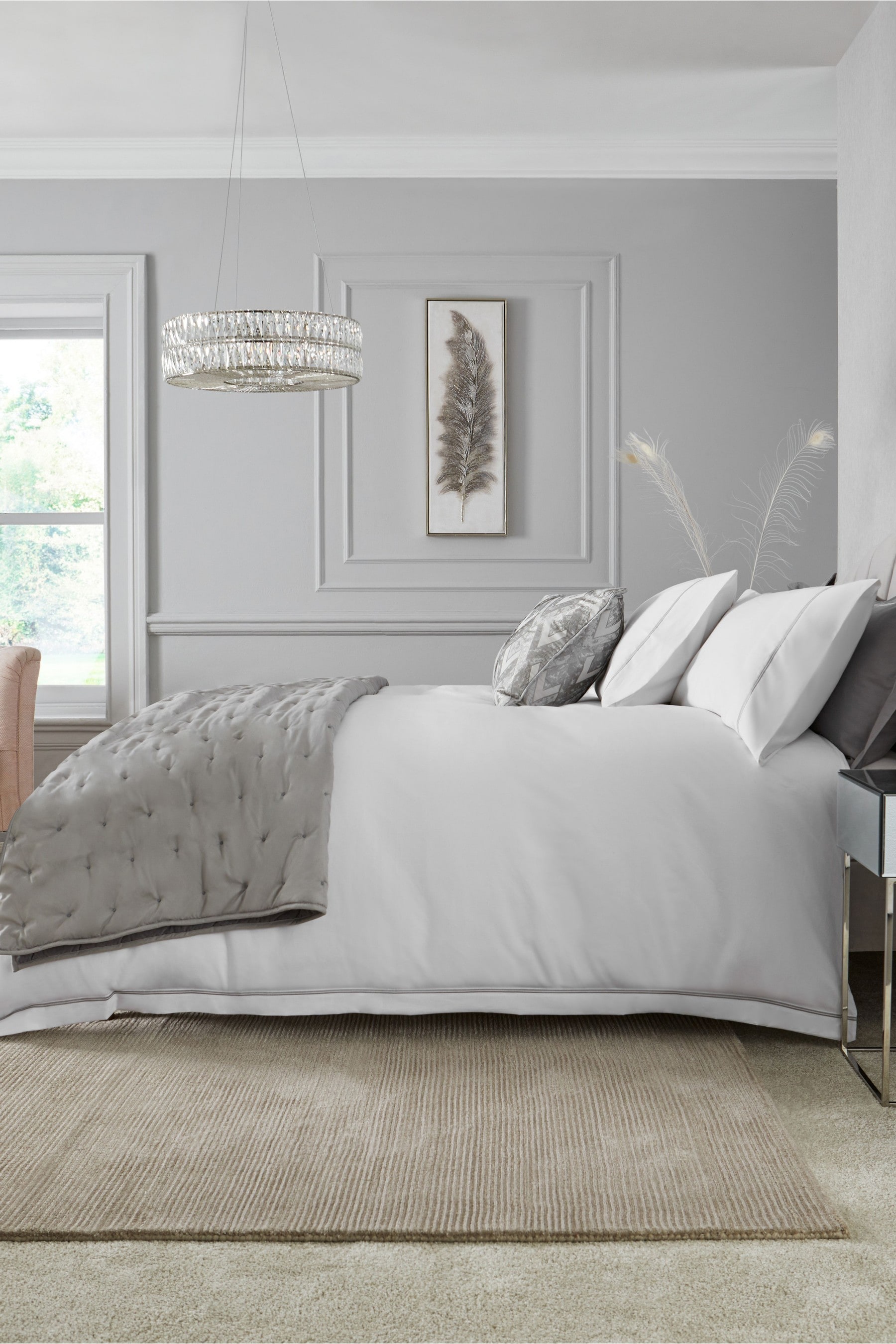 White and cheap silver bedding