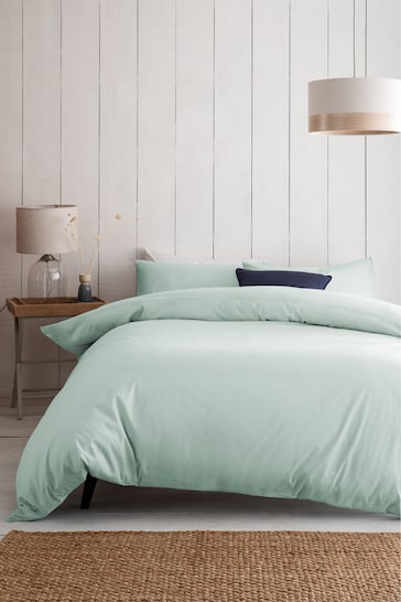 Blue Duck Egg Cotton Rich Plain Duvet Cover and Pillowcase Set