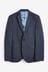 Mid Blue Slim Fit Check Suit: Jacket