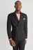 Moss Black Slim Fit Double Breasted Stretch Jacket
