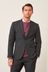 Charcoal Grey Tailored Fit Wool Mix Textured Suit: Jacket