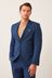 Bright Blue Slim Fit Wool Mix Textured Suit: Jacket