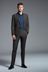 Charcoal Grey Slim Fit Wool Mix Textured Suit: Jacket