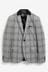 Light Grey Skinny Fit Trimmed Check Suit: Jacket