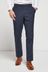 Navy Blue Tailored Fit Wool Mix Textured Suit: Trousers