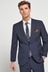 Navy Blue Tailored Fit Wool Mix Textured Suit: Jacket