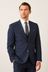 Navy Blue Tailored Fit Wool Mix Textured Suit: Jacket