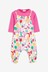 Pink Baby Printed Dungarees And Bodysuit Set (0mths-3yrs)