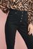 Black Button Fly Hem Detail Straight Jeans