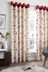 Fusion Red Beechwood Leaves Eyelet Lined Curtains