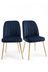 Set of 2 Opulent Velvet Dark Navy Blue Stella Gold Finish Leg Dining Chairs