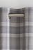 Grey Cosy Check Eyelet Lined Curtains