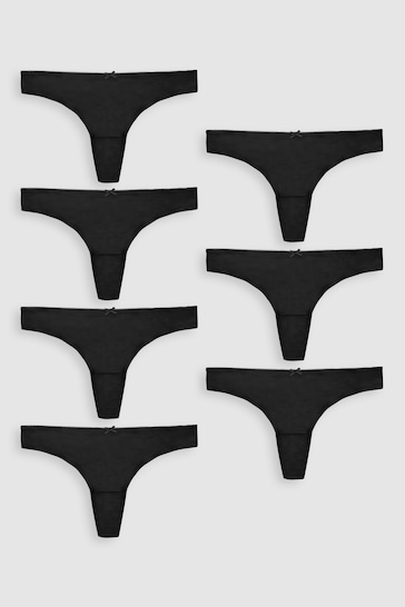 Black Thong Microfibre Knickers 7 Pack