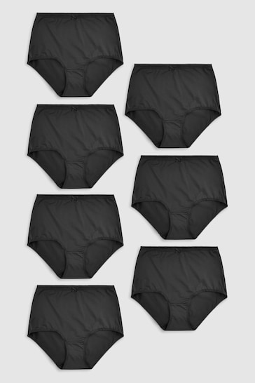 Black Full Brief Microfibre Knickers 7 Pack