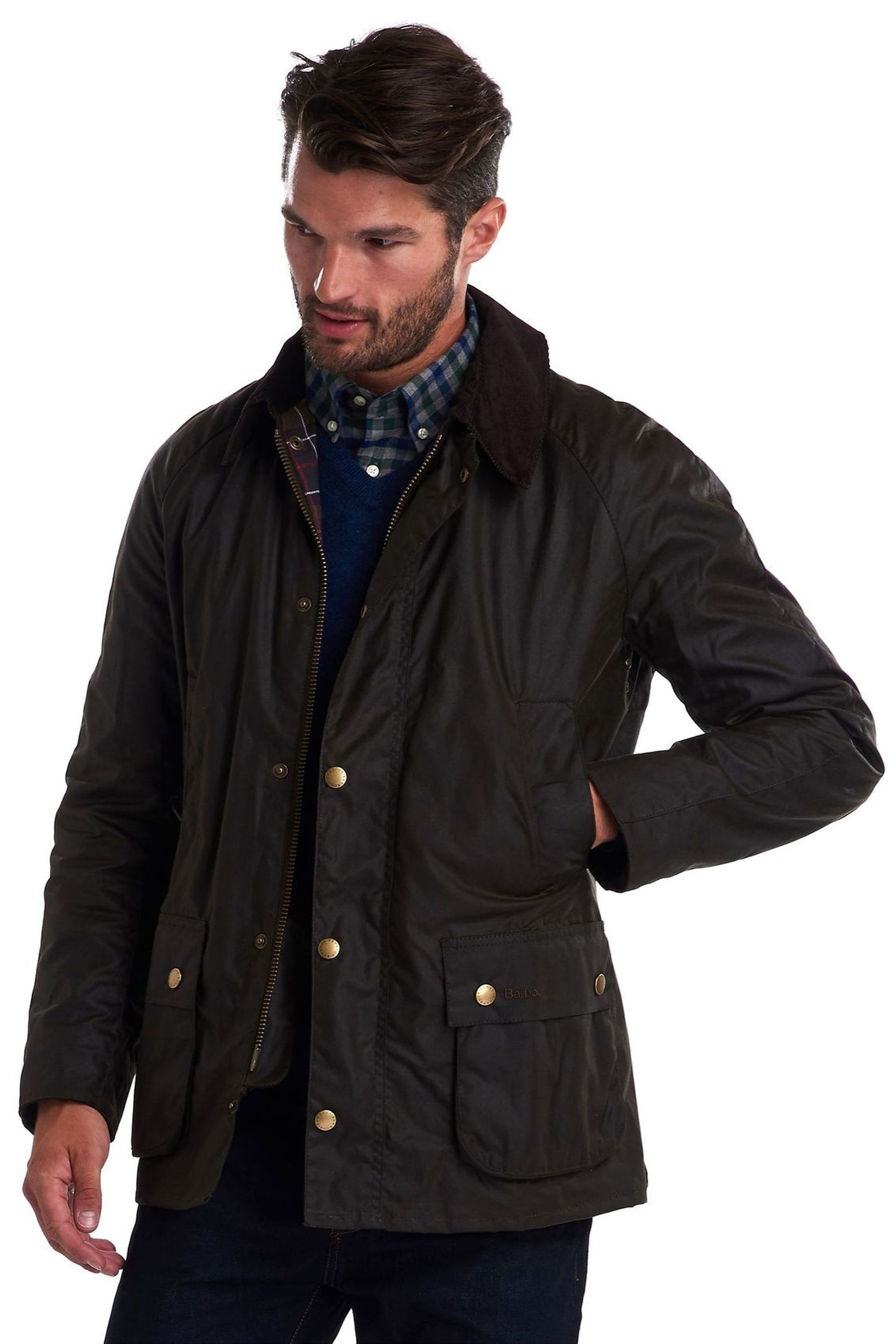 Buy Barbour® Navy Blue & Khaki Green Ashby Waxed Jacket from the Next ...