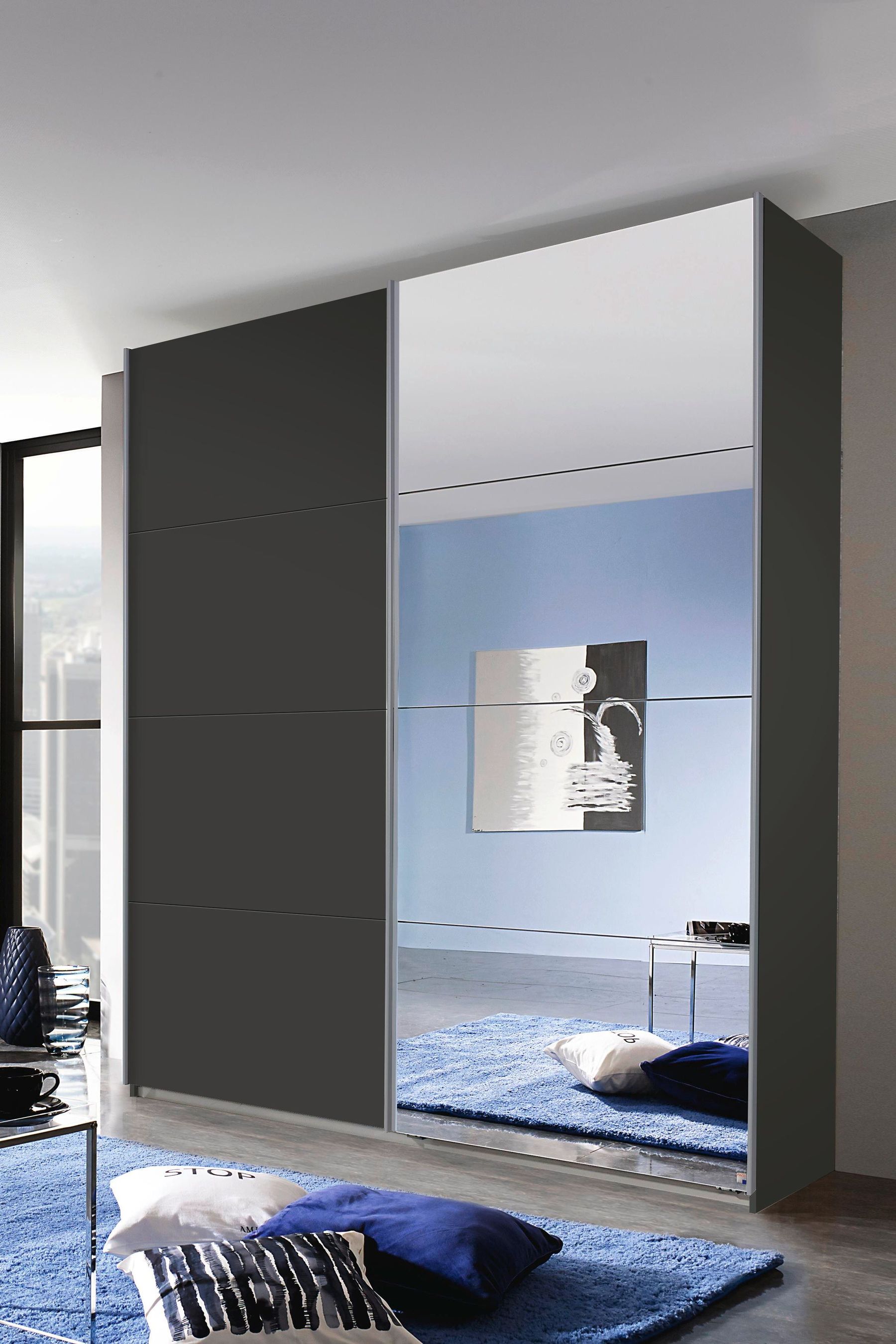 Blue sliding shop wardrobe