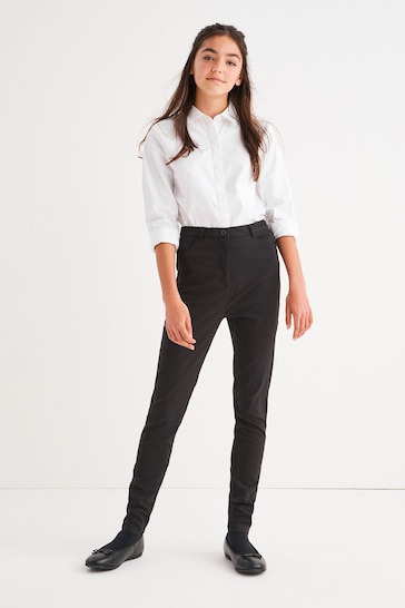 Buy Black Skinny Fit Stretch High Waist School Trousers (9-18yrs) from ...