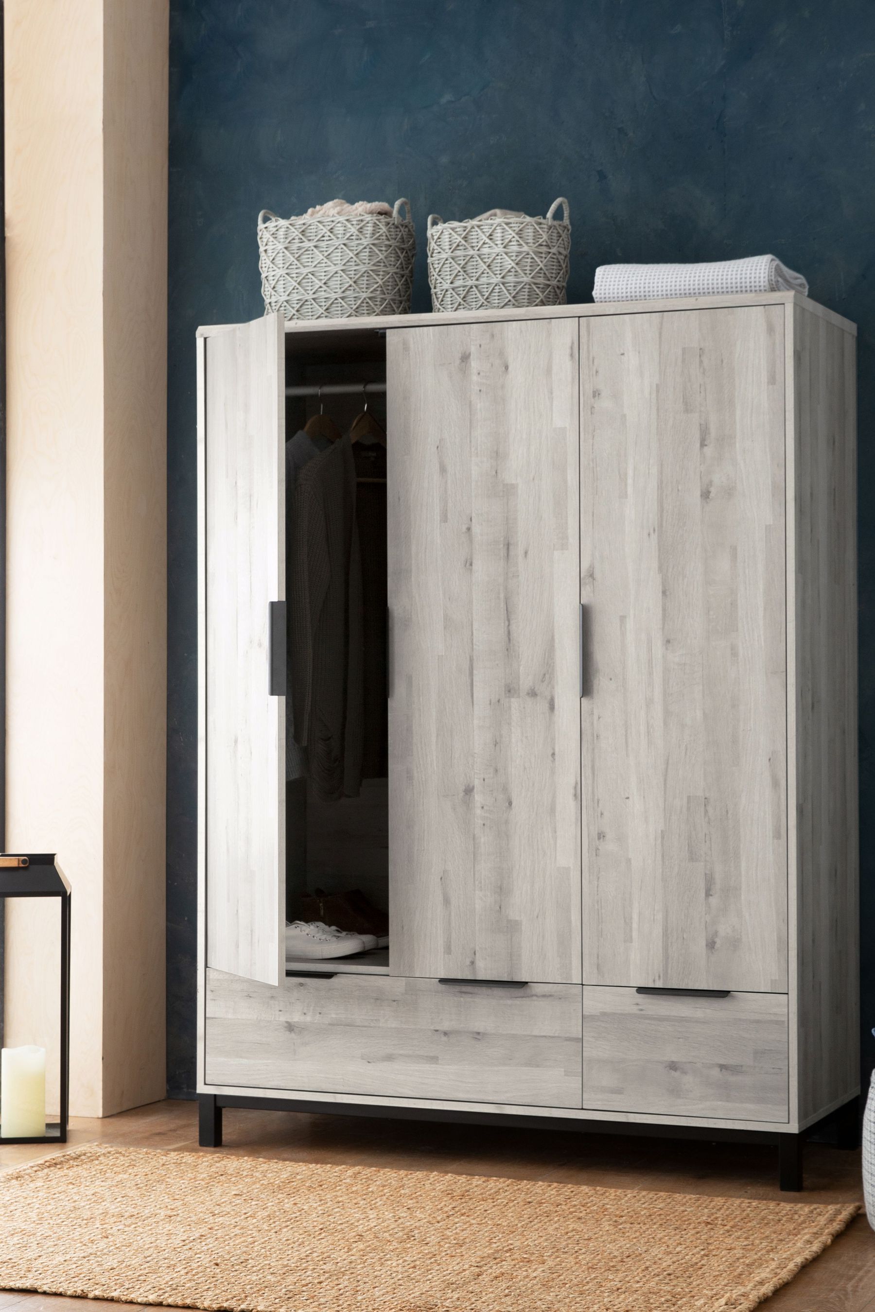 Buy Grey Bronx Oak Effect Triple Wardrobe from the Next UK online shop