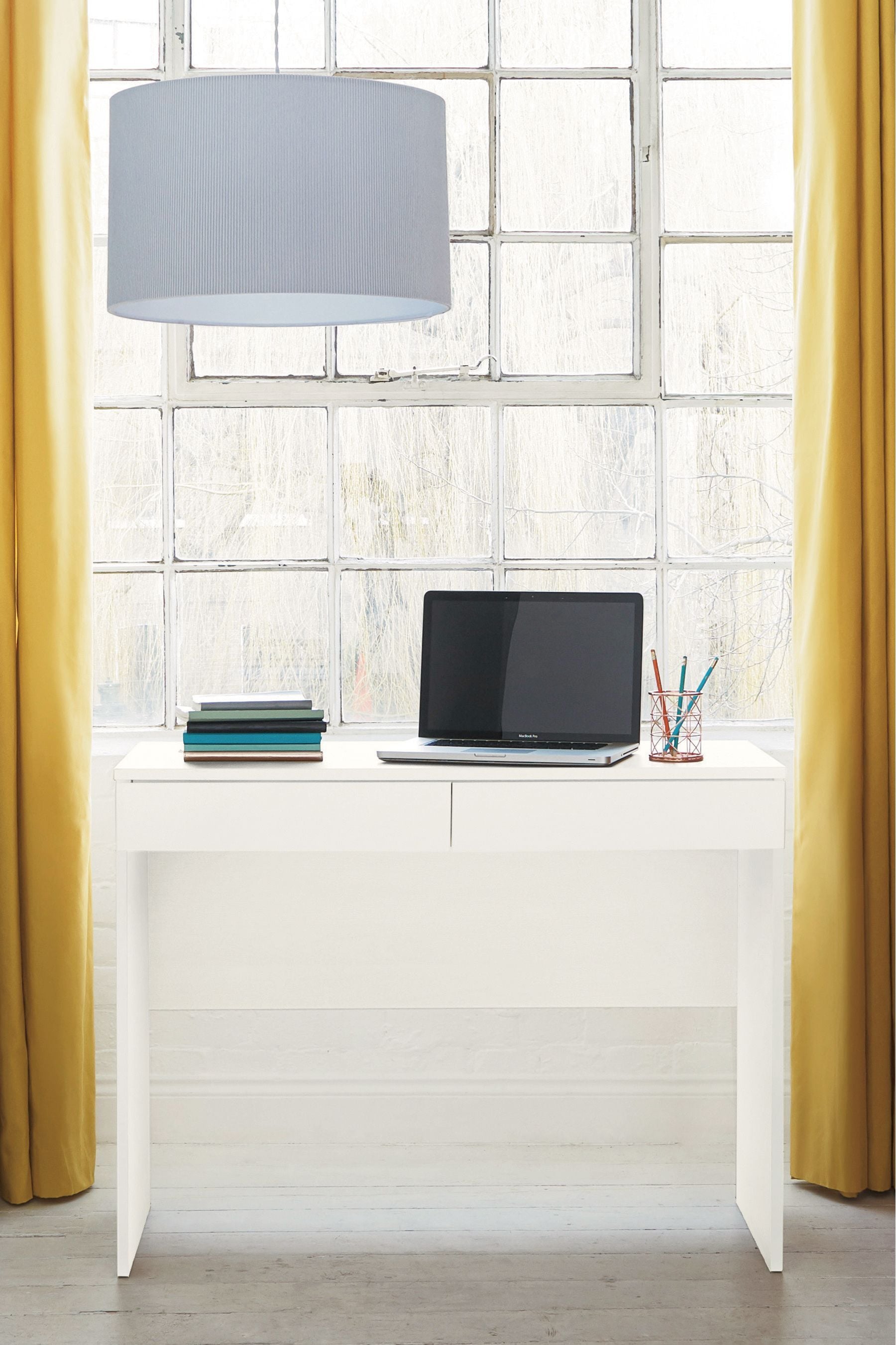 Cb2 white shop lacquer desk