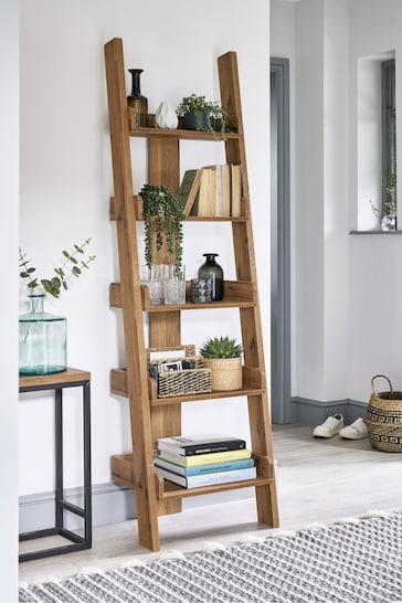 Dark Bronx Oak Effect Ladder Shelf
