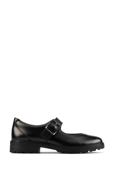 Clarks Black Multi Fit Leather Buckle Shoes
